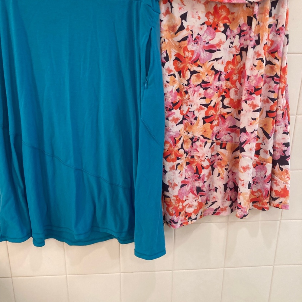 Turquoise & Floral Fold-waist Travel Skirt Duo - Picture 8 of 10